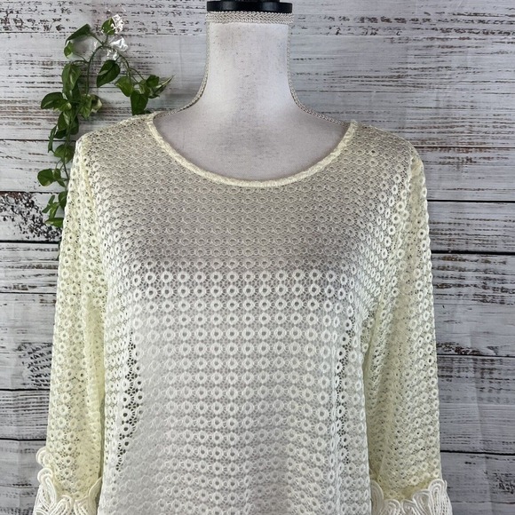 Alfani Tunic Top Beach Swim Cover Up size Medium Ivory Cream Lace Boho Peasant - Picture 4 of 14